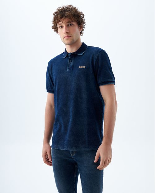 Camiseta polo en denim para hombre