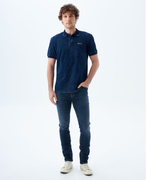 Camiseta polo en denim para hombre