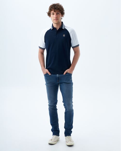 Camiseta polo con bloques de color para hombre