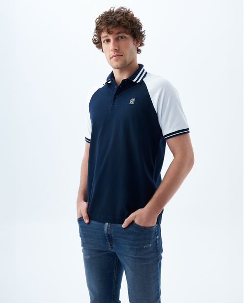 Camiseta polo con bloques de color para hombre