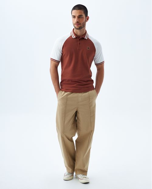 Camiseta polo con bloques de color para hombre