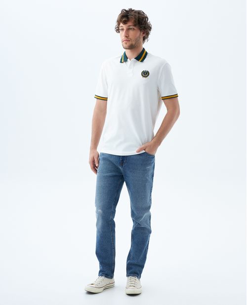 Camiseta polo con aplique en punto corazón para hombre