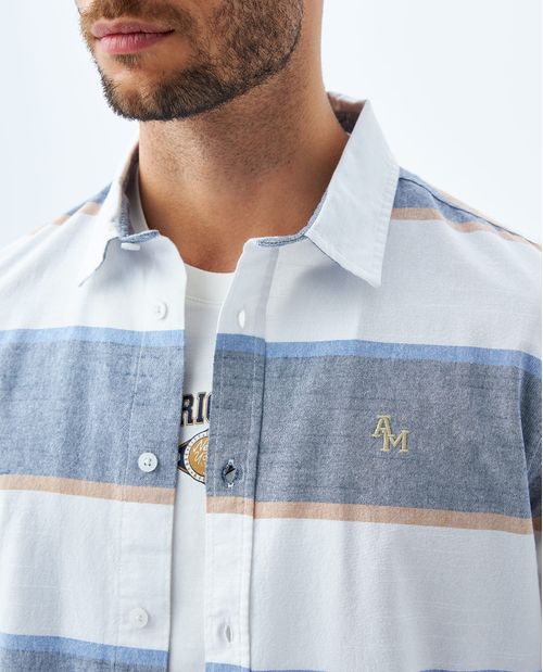 Camisa preteñida a rayas para hombre