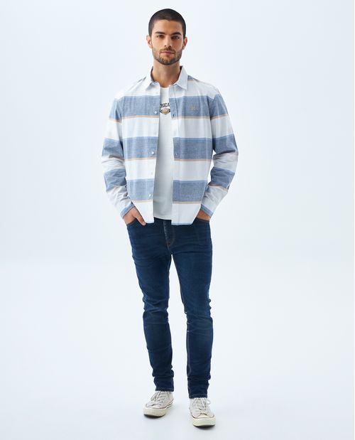 Camisa preteñida a rayas para hombre