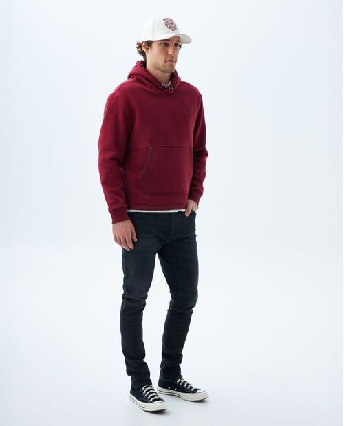 Buzo tipo hoodie con detalles en tela al contraste para hombre