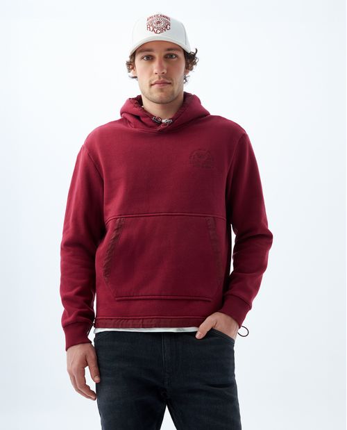 Buzo tipo hoodie con detalles en tela al contraste para hombre