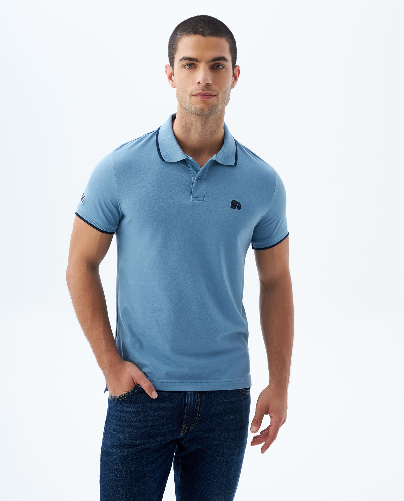 Camiseta tipo polo con lineas en contraste para hombre Compra Online