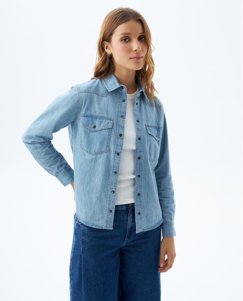 Camisa con bolsillos para mujer