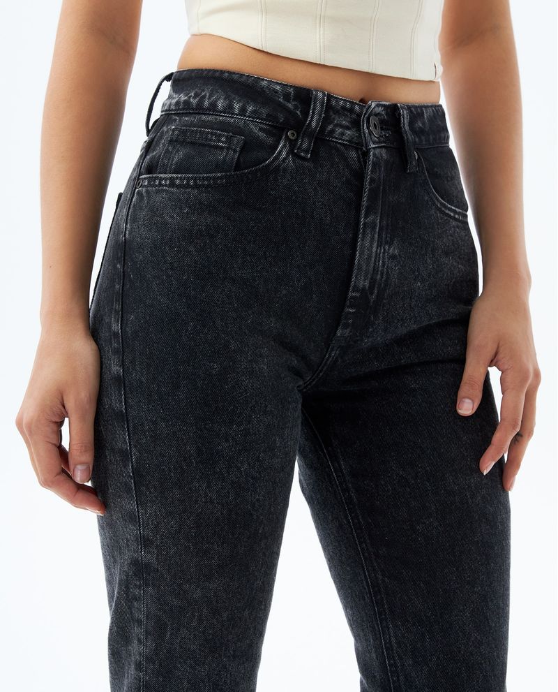 Jean Mom Fit Jean Gris Oscuro Mujer Jeans Mom Tiro Alto Mujer MNG