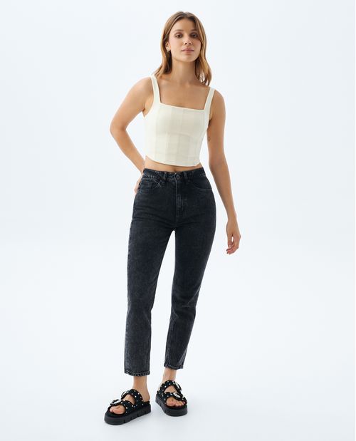 Jean Momfit con desgaste para mujer