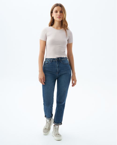 Jean Momfit con desgaste para mujer