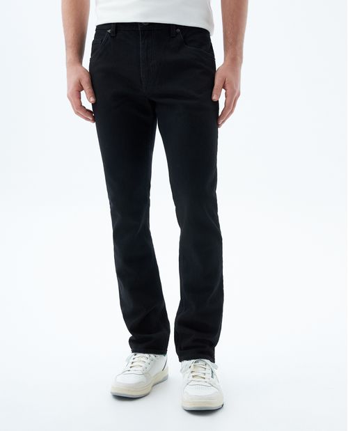 Jean negro bota recta para hombre