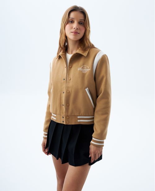 Chaqueta tipo varsity para mujer