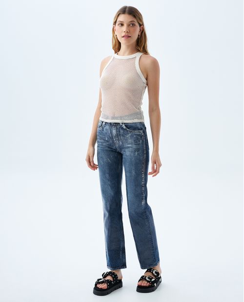 Jean Straight con efecto brillante para mujer