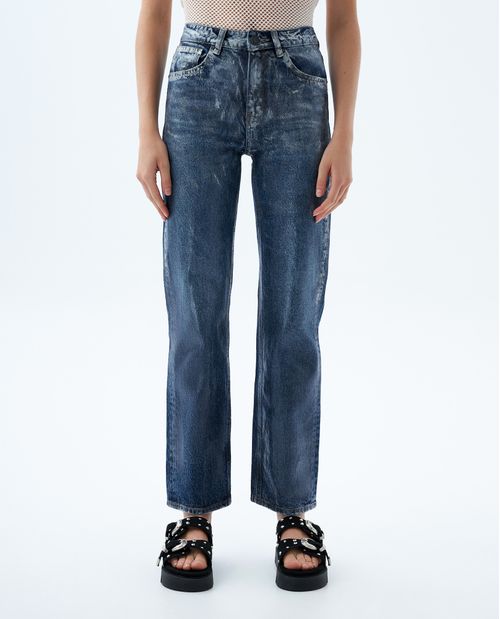 Jean Straight con efecto brillante para mujer