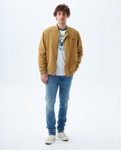 Jean slim tono claro con raspones para hombre