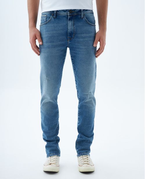 Jean slim tono claro con raspones para hombre