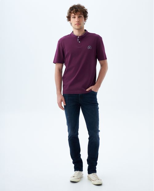 Jean slim tono oscuro con raspones para hombre