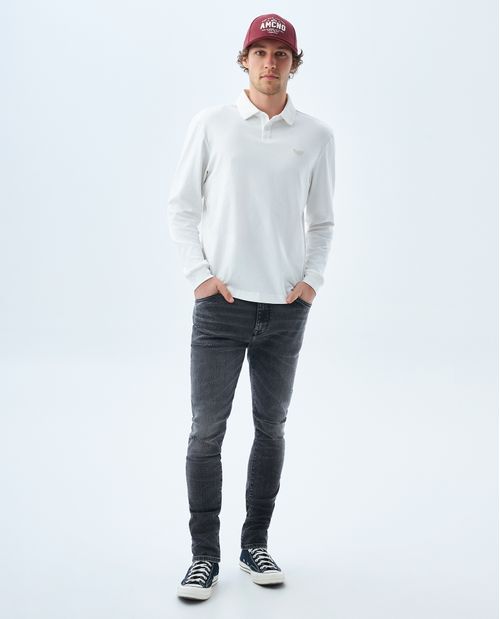 Jean Skinny negro con rotos para hombre