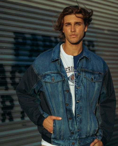 Chaqueta bomber patchwork para hombre