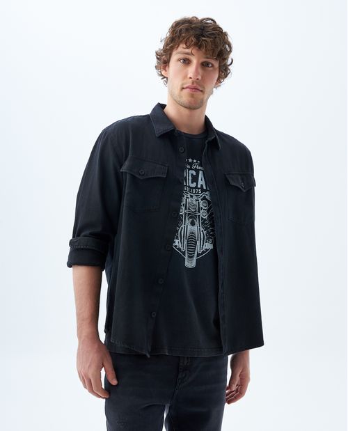 HiFacon Camisa Ligera Negra Para Hombre Con Brazos Largos De Piel Auténtica - Marrón - X-Large