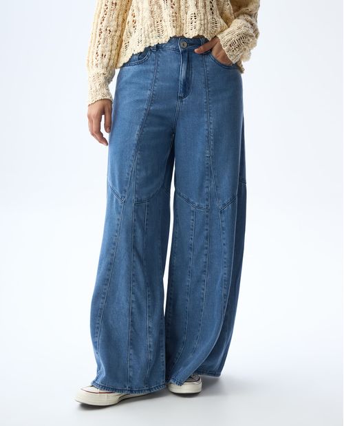 Jean Flare amplio con cortes para mujer