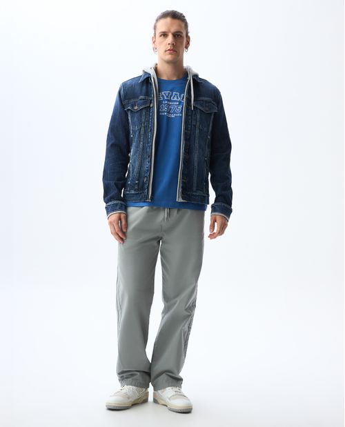 Chaqueta Trucker con capucha en burda para hombre