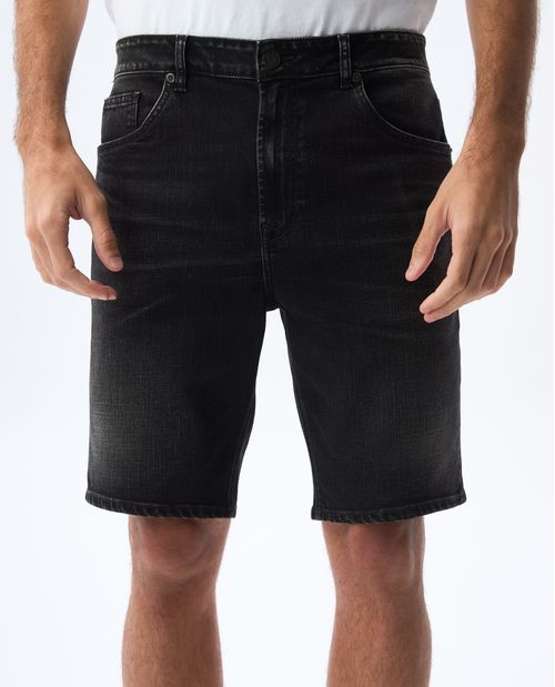 Bermuda en denim tono negro para hombre