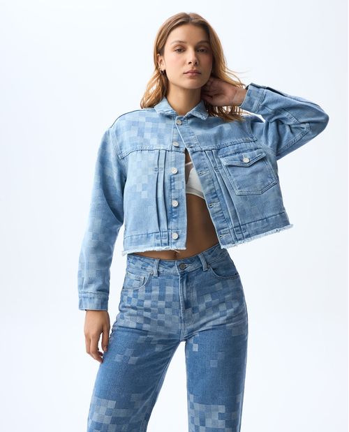 Chaqueta Trucker efecto pixelado para mujer