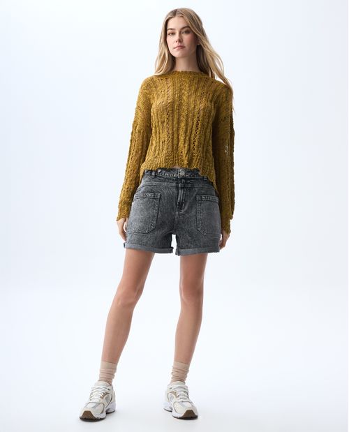 Short con bolsillos de parche en frente para mujer