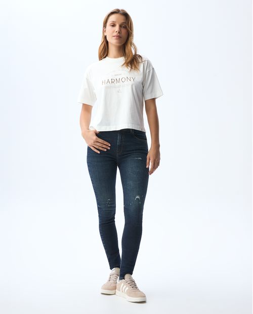 Jean Jegging tiro alto oscuro para mujer