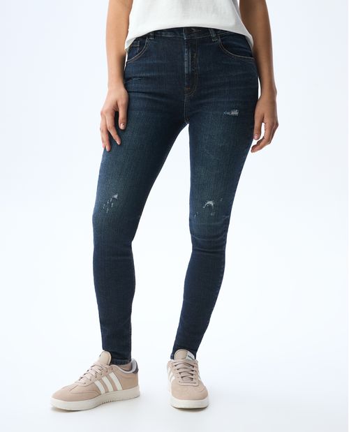 Jean Jegging tiro alto oscuro para mujer