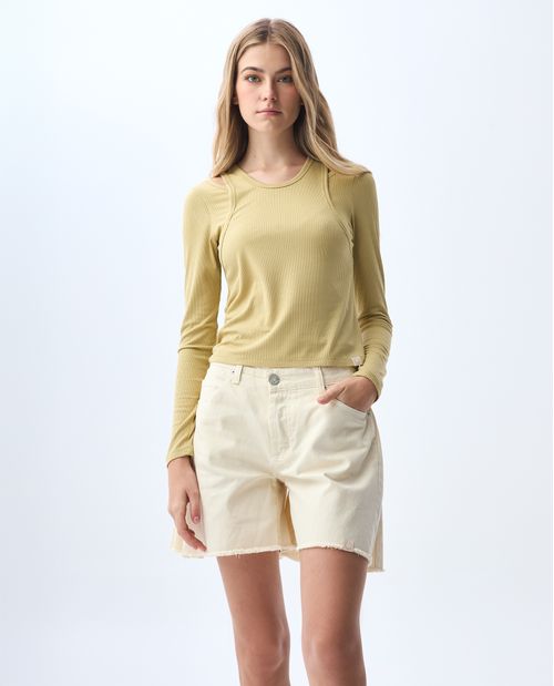 Camiseta doble uso en rib para mujer