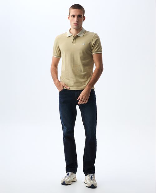 Polo con cuello y puños tejidos para hombre