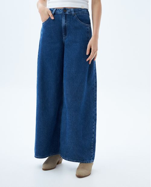 Jean Wide Leg tono medio para mujer