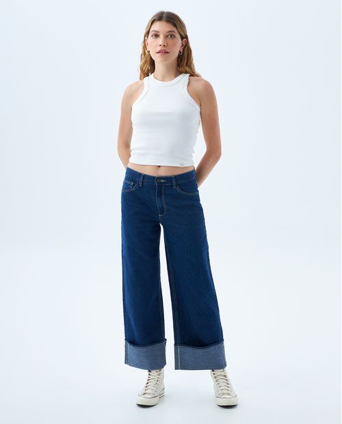 Jean Wide Leg con bota doblada para mujer