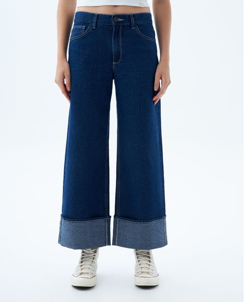 Jean Wide Leg con bota doblada para mujer