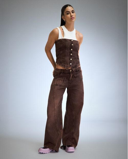 Pantalón Straight tiro bajo para mujer