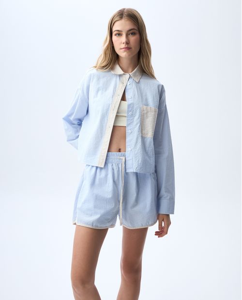 Camisa manga larga a rayas para mujer
