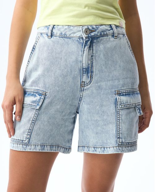 Bermuda con bolsillos cargo para mujer