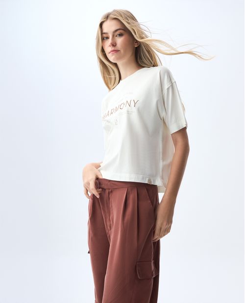 Camiseta manga corta estampada para mujer