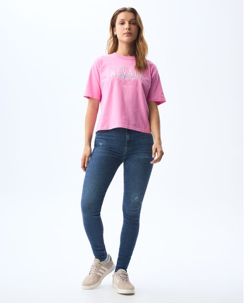 Camiseta manga corta estampada para mujer
