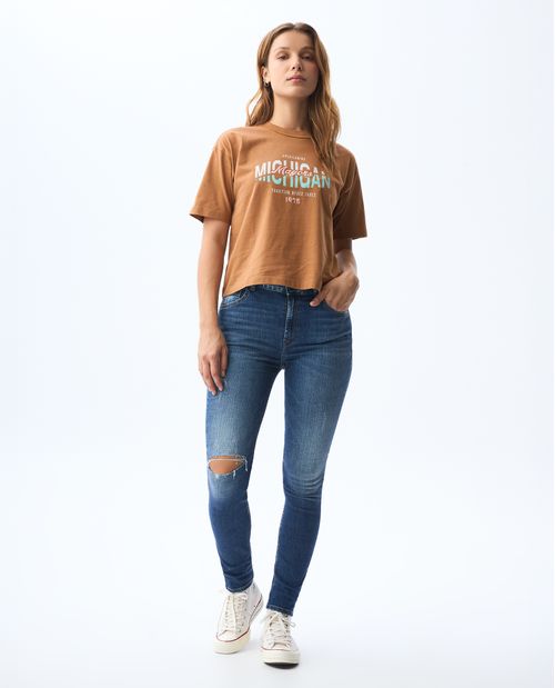 Camiseta manga corta estampada para mujer