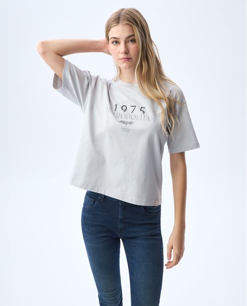 Camiseta manga corta estampada para mujer