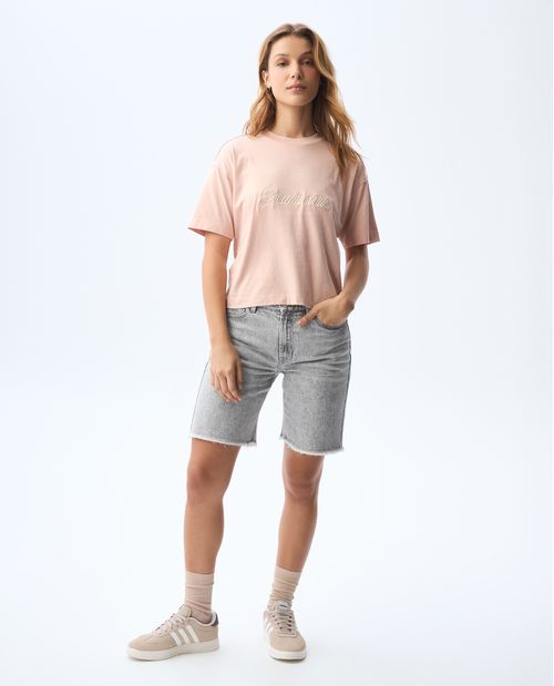 Camiseta manga corta estampada para mujer