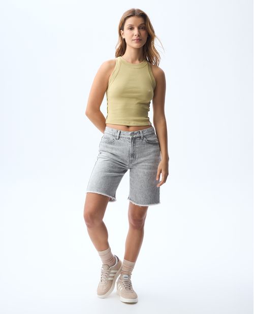 Camiseta en rib ajustada para mujer