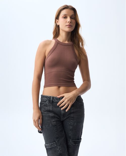 Camiseta manga sisa cuello redondo para mujer