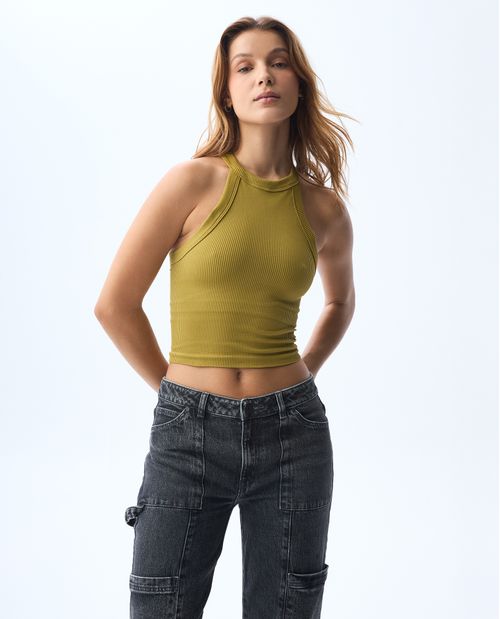 Camiseta manga sisa cuello redondo para mujer