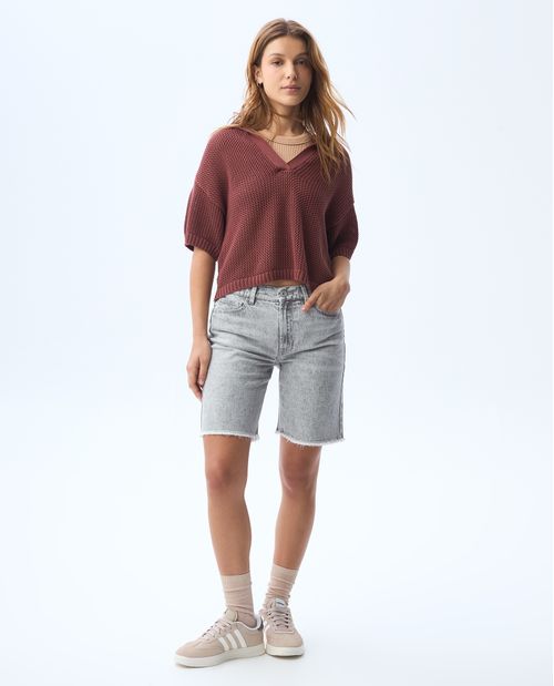 Polo tejida de fit amplio para mujer