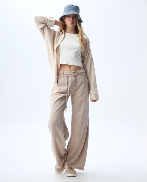 Pantalón amplio con pinzas para mujer